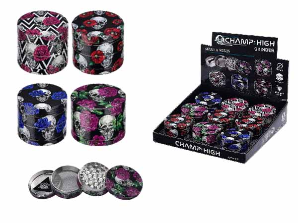 Grinder Champ Skulls and Roses